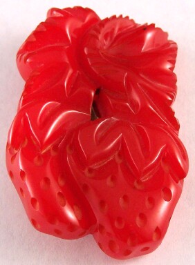 BP230 red bakelite strawberry pin